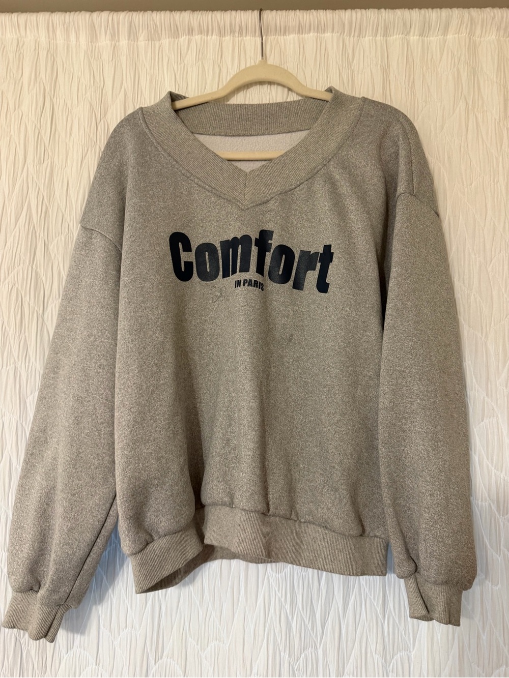 V-Neck Gray Sweater Pullover